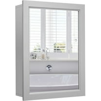 DORTALA Mirrored Medicine Cabinet Wall-Mounted Bathroom Storage Organizer W/Shelf, Grey