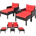 thumbnail image 1 of DORTALA Outdoor Rattan Furniture Set – 5 Piece Patio Conversation Group with Cushions, Glass Table, Ottomans and Chairs for Backyard or Balcony, 1 of 14
