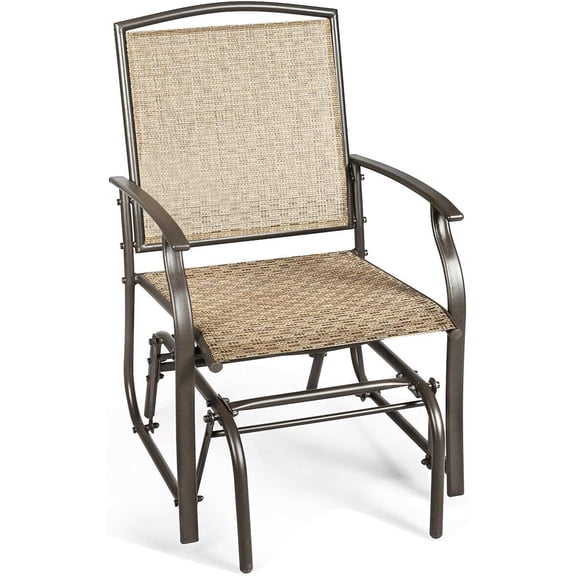 DORTALA Patio Swing Single Glider, Single Iron Rocking Chair, Steel Frame, Swing Chair Rocker Seating, Ideal for Lawns, Courtyards, Gardens, Terraces, Poolside and Backyards (1)