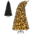thumbnail image 1 of DORTALA Pre-Lit Halloween Tree 7 FT, Artificial Christmas Tree with with Bendable Top, 1050 Branch Tips, 340 Warm White LED Lights, Hinged Xmas Tree for Home Office Party, Black, 1 of 7