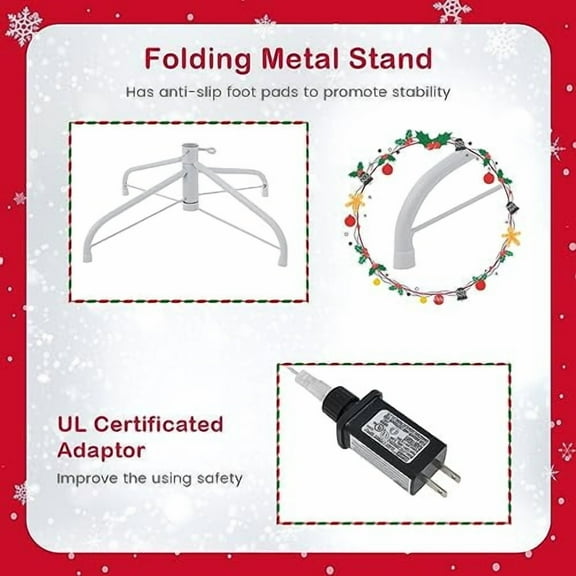 DORTALA Pre-lit Christmas Tree, 7FT Artificial Snow Flocked Xmas Tree with 1200 Branch Tips, 500 Multi-Color LED Lights, 8 Lighting Modes, Pink