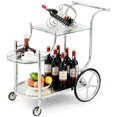 thumbnail image 1 of DORTALA Rolling Serving Cart, 3-Tier Metal Bar Cart with Tempered Glass, 4 Wheels Tea Serving Bar Cart for Livingroom, Kitchen, Silver, 1 of 9