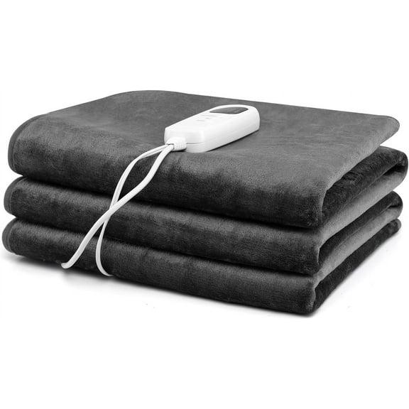 DORTALA Twin Electric Heated Mattress Pad, Single Flannel Massage Table Warmer with 5 Heat Settings, 8H Timer, Overheat Protection, Machine Washable, Grey