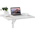 thumbnail image 1 of DORTALA Wall Mounted Folding Desk, White Drop-Leaf Work Table with Thick Board & Solid Wood Support, Space-Saving Hanging Desk for Bathroom, Kitchen, White, 1 of 18