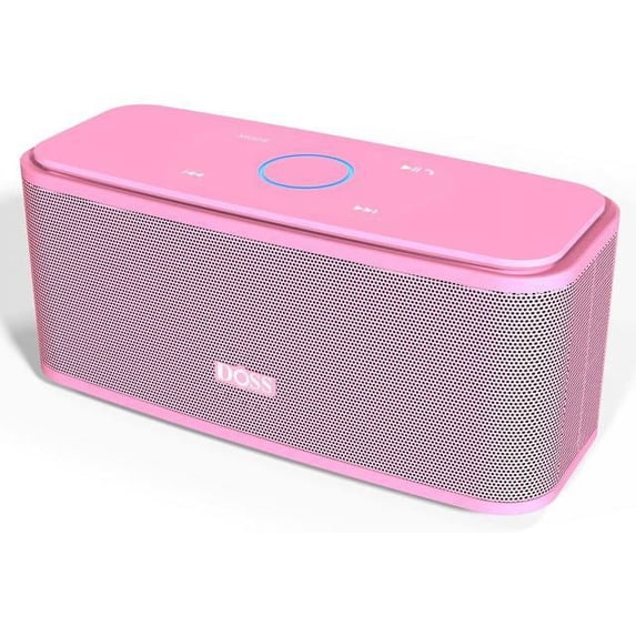 DOSS Bluetooth Speaker, SoundBox Touch Portable Wireless Speaker with 12W HD Sound and Bass, IPX4 Water-Resistant, 20H Playtime, Touch Control, Handsfree, Speaker for Home, Outdoor, Travel-Pink