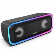 DOSS Wireless Bluetooth Speaker with 24W Impressive Sound, Booming Bass, IPX6 Waterproof, 15Hrs Playtime, Wireless Stereo Pairing, Mixed Colors Lights, 66 FT -Black
