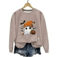 thumbnail image 1 of DOSUKRAI Funny Halloween Sweatshirts Women 2025 Trendy Cute Ghost Graphic Long Sleeve Sweatshirt Crewneck Spooky Season Sweaters Beige,L, 1 of 9