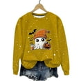 thumbnail image 1 of DOSUKRAI Halloween Sweatshirts Women Spooky Season Funny Long Sleeve Graphic Crewneck Pullover Tops Cute Ghost Sweater Yellow,L, 1 of 9