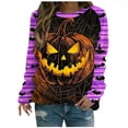 thumbnail image 1 of DOSUKRAI Womens Halloween Sweatshirts Graphic Sweatshirts Long Sleeve Crew Neck Pullover Fall Lightweight Sweater Tops 2025 Multicolor,XL, 1 of 5