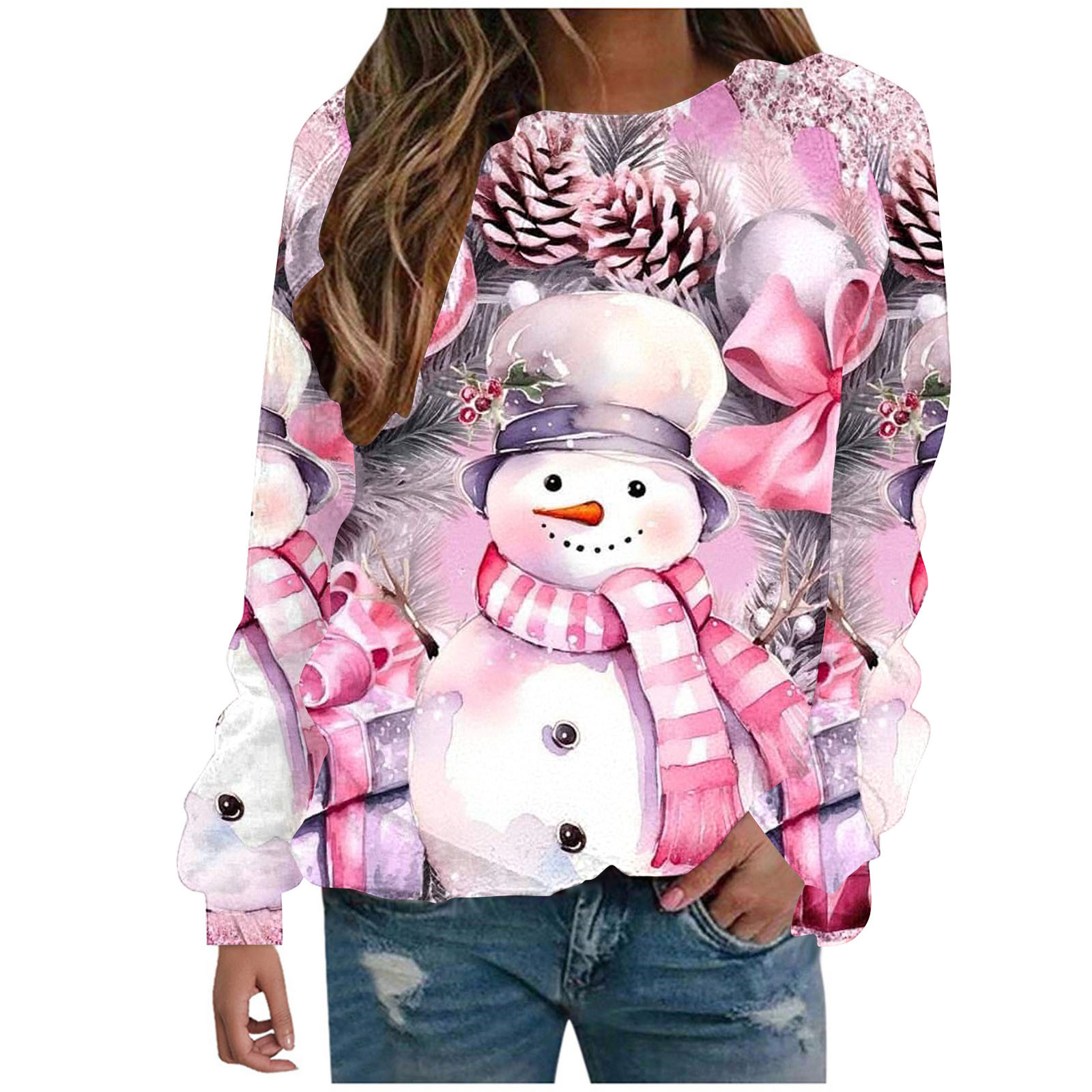 Women's Christmas Snow Long Sleeve Casual Top main image 0