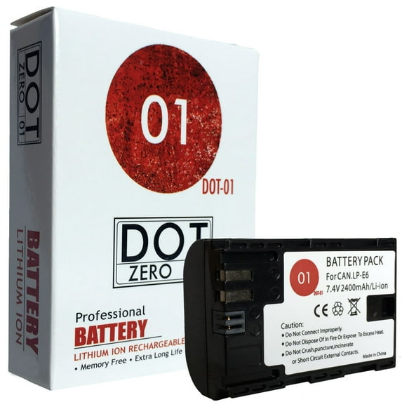 DOT-01 Brand 2400 mAh Replacement Canon LP-E6 Battery for Canon 5DR Digital SLR Camera and Canon LPE6