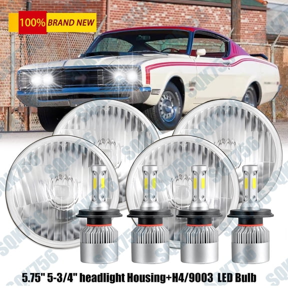 DOT 4PCS 5 3/4" 5.75" LED Headlights Angel Eyes High Low Beam for Mercury