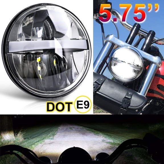 DOT 5.75 5 3/4 Motorcycle Projector LED Light Bulb Headlight Hi/Lo Beam
