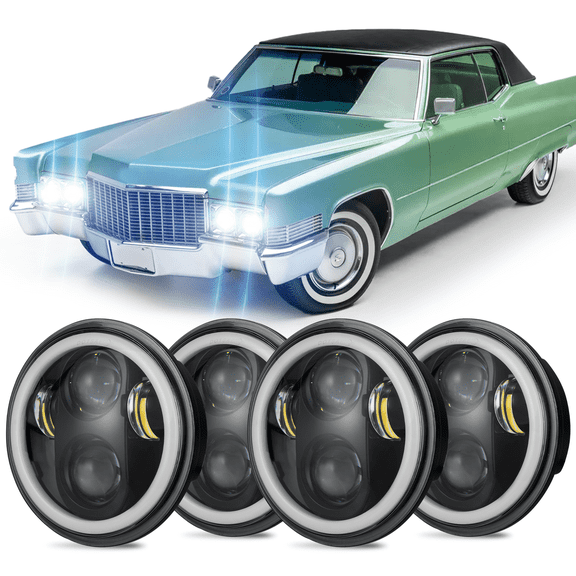 DOT 5.75 5-3/4 Round DRL LED Headlights 4Pcs for Cadillac DeVille 1959-1974