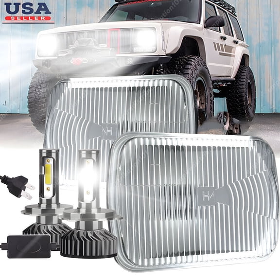 DOT 5x7" 7x6" Inch LED Headlight DRL For Jeep Wrangler YJ 1986-1995 Cherokee XJ