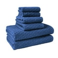 thumbnail interactive-video image 1 of Beautiful by Drew Barrymore 6-Piece Dot Bath Towel Set, Soft 100% Cotton, Nightshadow Blue, 1 of 6