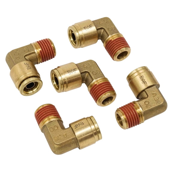 DOT 90 Male Non-Swivel Elbow Push-Lock Air Brake Fitting 3/8" Tube OD x 1/4" NPT, (Set of 5pcs)