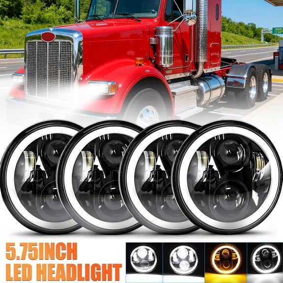 DOT Approved 4PCS 5 3/4" 5.75" LED Headlights Hi-Low For Peterbilt Semi 349 359,4X