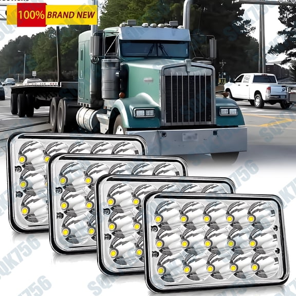 DOT Approved 4pc 46" LED Hi/Lo Headlight For Kenworth T800 W900 Peterbilt 357