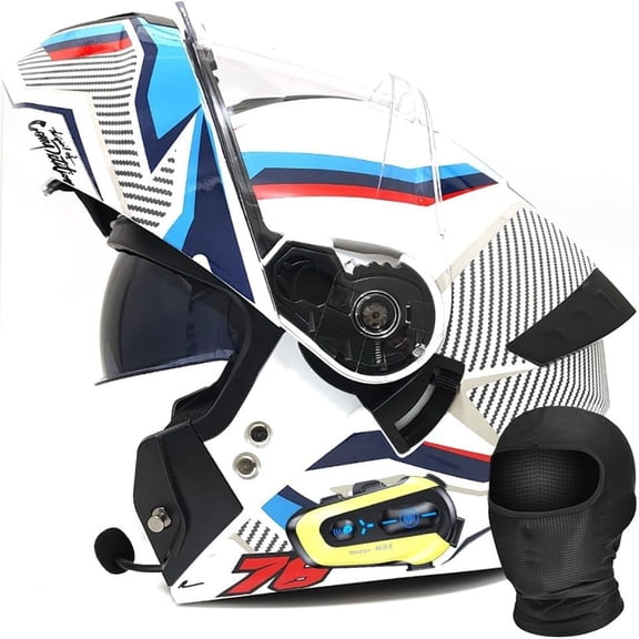 DOT Approved Full Face Flip-Up Modular Motorcycle Helmet with Bluetooth Intercom, Dual Anti-Fog Visors, Enhanced Ventilation, Removable Liner for Adults