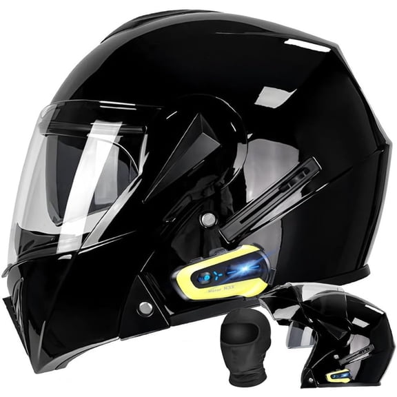 DOT Approved Full Face Flip-Up Modular Motorcycle Helmet with Bluetooth Intercom, Dual Anti-Fog Visors, Enhanced Ventilation, Removable Liner for Adults