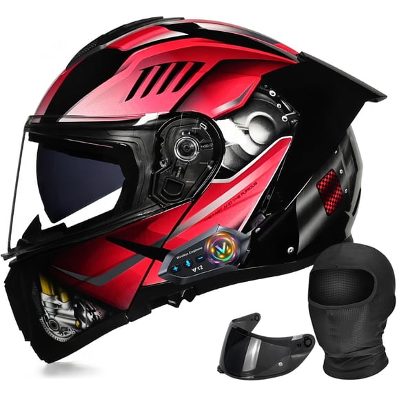 DOT Approved Motorcycle Half Helmet for Adults - High-Strength ABS Shell, Thickened EPS, Windproof Goggles, Quick-Release Buckle, Bluetooth, Washable Liner