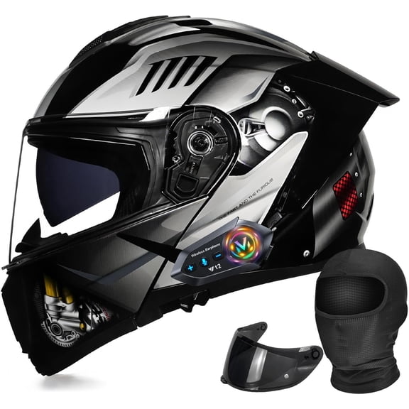 DOT Approved Motorcycle Half Helmet for Adults - High-Strength ABS Shell, Thickened EPS, Windproof Goggles, Quick-Release Buckle, Bluetooth, Washable Liner