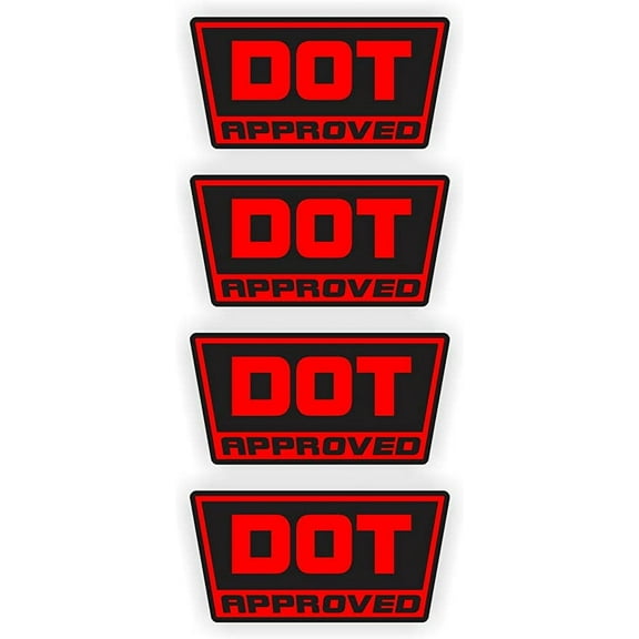 DOT Approved Motorcycle Helmet Stickers | Decals Labels | Set of 4 D.O.T. Red | Size: 1" x 2" (Set of 4 Decals)