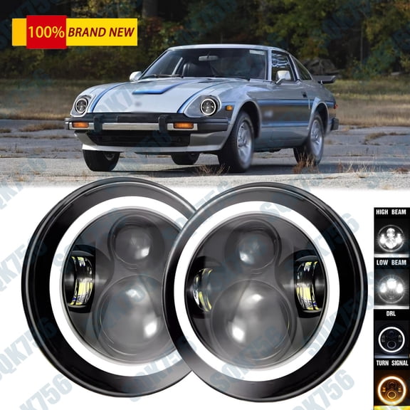 DOT Approved Pair 7inch Round LED Headlights Halo DRL For Datsun 280ZX 240Z 260Z