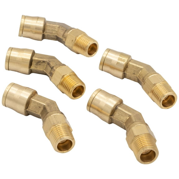 DOT Brass 3/8" OD X 1/4" NPT I Male Non-Swivel Elbow Air Brake Push-Lock 45-DEGREE I Pack of 5