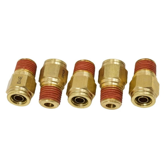 DOT Brass Push to Connect Fitting, Air Brake Connector - Male Straight 3/8" Tube OD x 1/4" NPT (5 Pack)