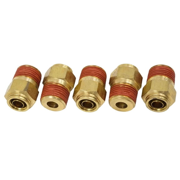 DOT Male Connector Brass Push-Lock Air Brake Fitting 1/4" Tube OD x 3/8" NPT (Set of 5pcs)