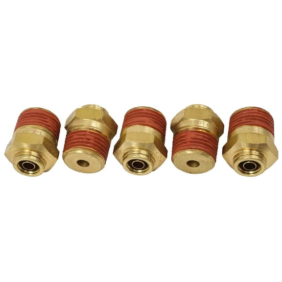 DOT Male Connector Brass Push-Lock Air Brake Fitting 3/8" Tube OD x 1/2" NPT (Set of 5pcs)