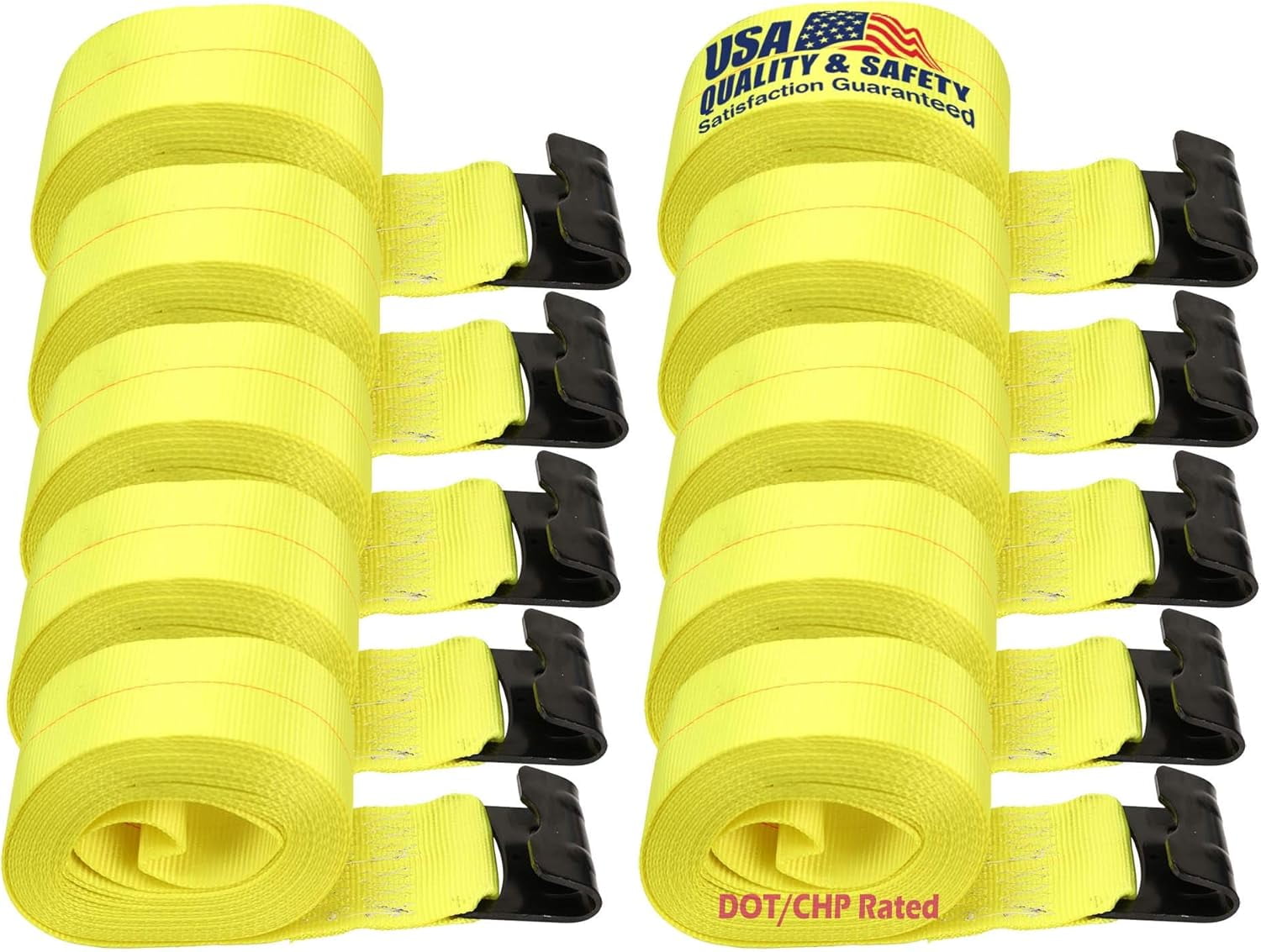DOT Reflective 4" X 30' Winch Straps w/Flat Hook Flatbed Truck Trailer