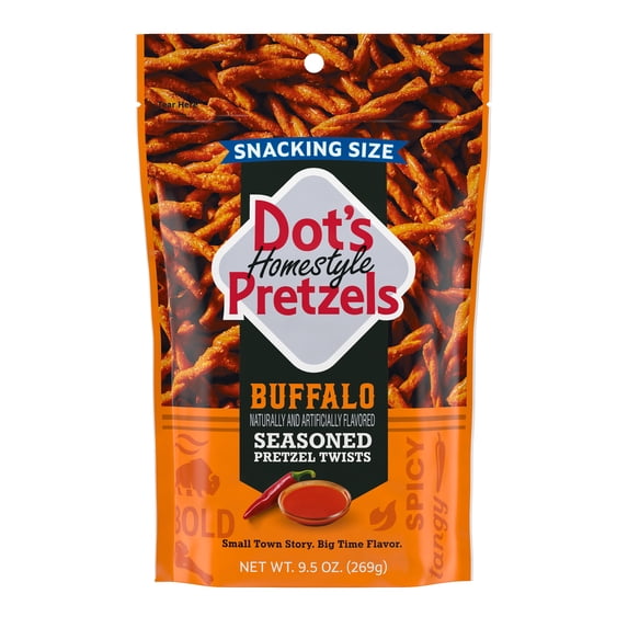 Dot's Pretzels Buffalo Seasoned Pretzel Twists Snack, 9.5 oz Bag