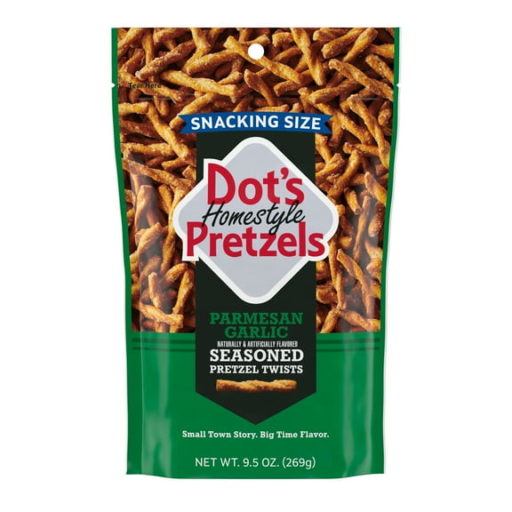 Dot's Pretzels, Parmesan Garlic Seasoned Pretzel Twists, 9.5 oz Bag