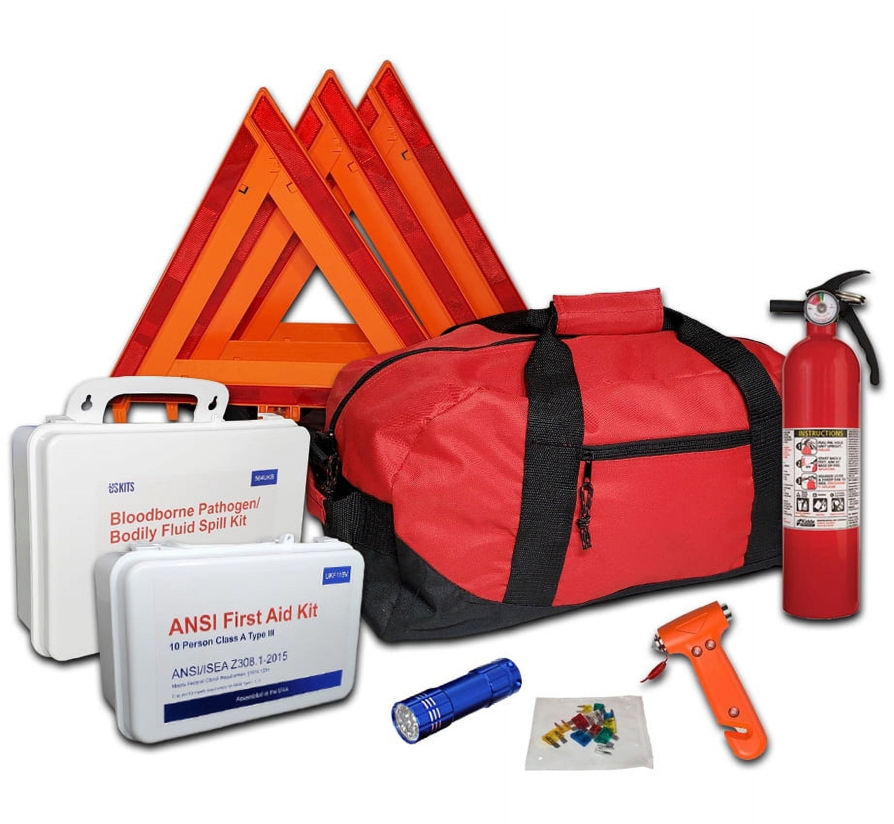 DOT Compliant Safety Kit ANSI First Aid, Fire Extinguisher, Triangle