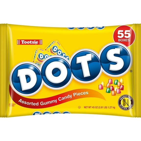 DOTS Individually Wrapped Candy - Original Gummy Candy 55 ct Mini Candy Boxes - Flavors Cherry, Lime, Orange, Lemon & Strawberry - Gluten Free, Kosher & Peanut Free Gumdrops