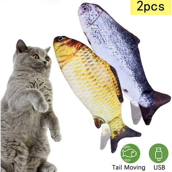 DOTSOG Electric Moving Wagging Fish Cats Toy Realistic Flopping, Interactive Motion Kitten Toy, Plush Interactive Cat Toys Fun Toy for Cat Exercise