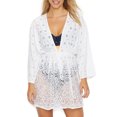 thumbnail image 1 of DOTTI Women's White Stretch Drawstring Waist Deep V Neck Crochet Swimsuit Cover Up XL, 1 of 2