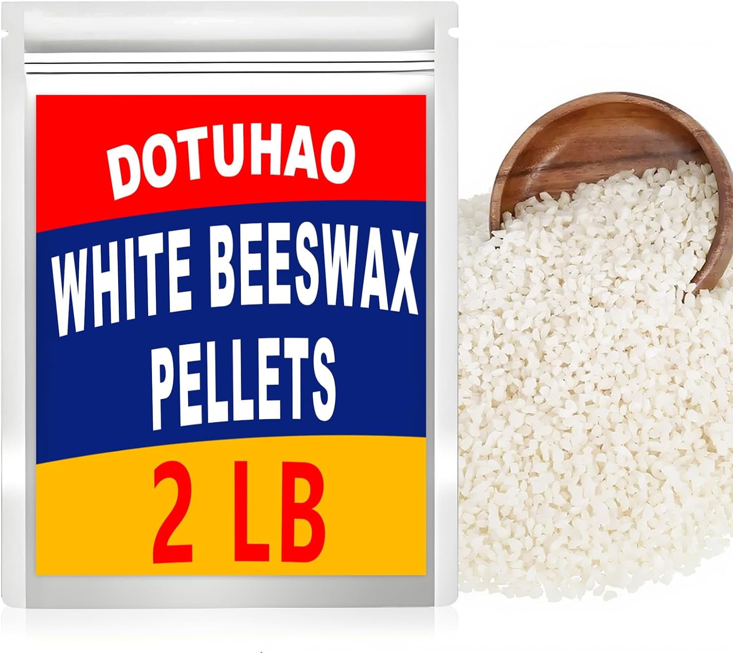 DOTUHAO 2LB White Beeswax Pellets, Candle Wax, Beeswax for Skin, Candle Making Wax, Bees Wax for Homemade Handmade DIY Projects Candles Making (2LB)