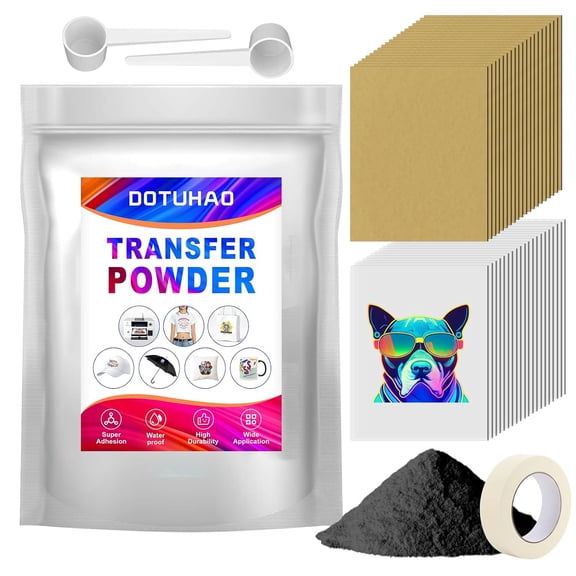 DOTUHAO DTF Powder, DTF Transfer Powder, DTF Transfer Film and Powder Kit for Sublimation, Direct-to-Film Transfer for Any Fabric, DTF Starter Kit for DTF & Sublimation Printer (Black,8oz)