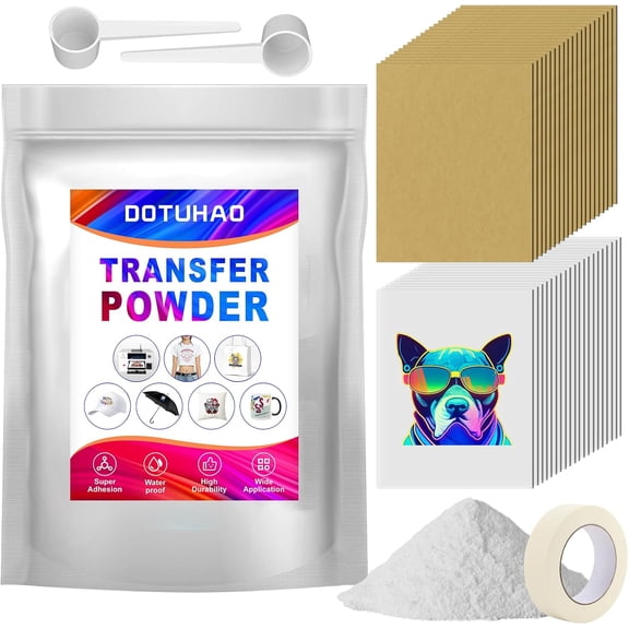 DOTUHAO DTF Powder, White DTF Transfer Powder, DTF's Transfer Film and Powders Kit for Sublimation, Direct-to-Film Transfers for Any Fabric, DTF's Starter Kit for Sublimation Printer (1 LB,White)
