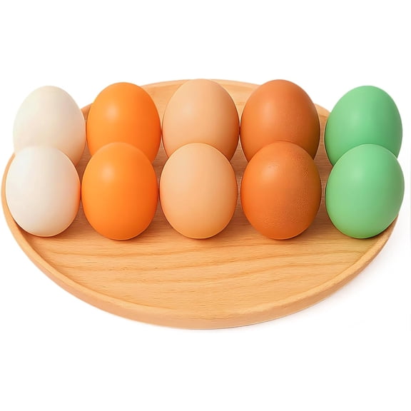 DOTUHAO Wooden Eggs, Fake Eggs, 5 Colors Decorative Egg, Help Laying Hen Agricultural Tool Egg for Nesting Box, DIY Crafts Painting Chicken Coop (10 PCS,5 Color)