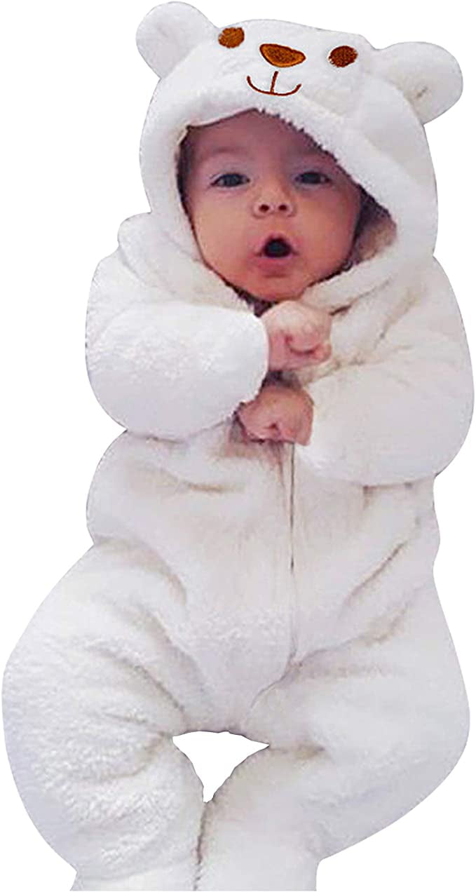 DOUBFIVSY Newborn Baby Fleece Romper OnePiece Footies Jumpsuit Pajama