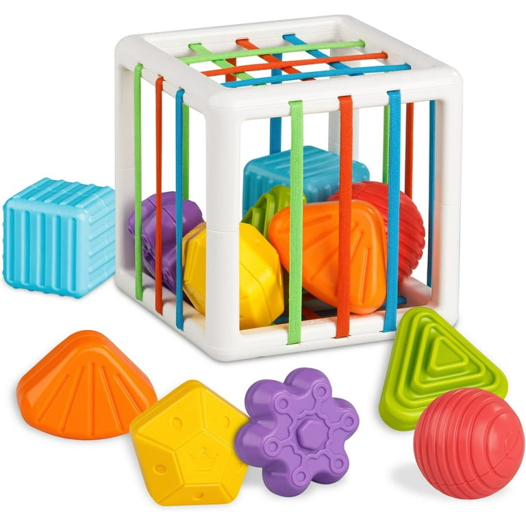 DOUBFIVSY Sensory Toys Shape Sorter Baby Blocks Colorful Textured Balls Sorting Games Montessori Learning Activity for Fine Motor Skills Early
