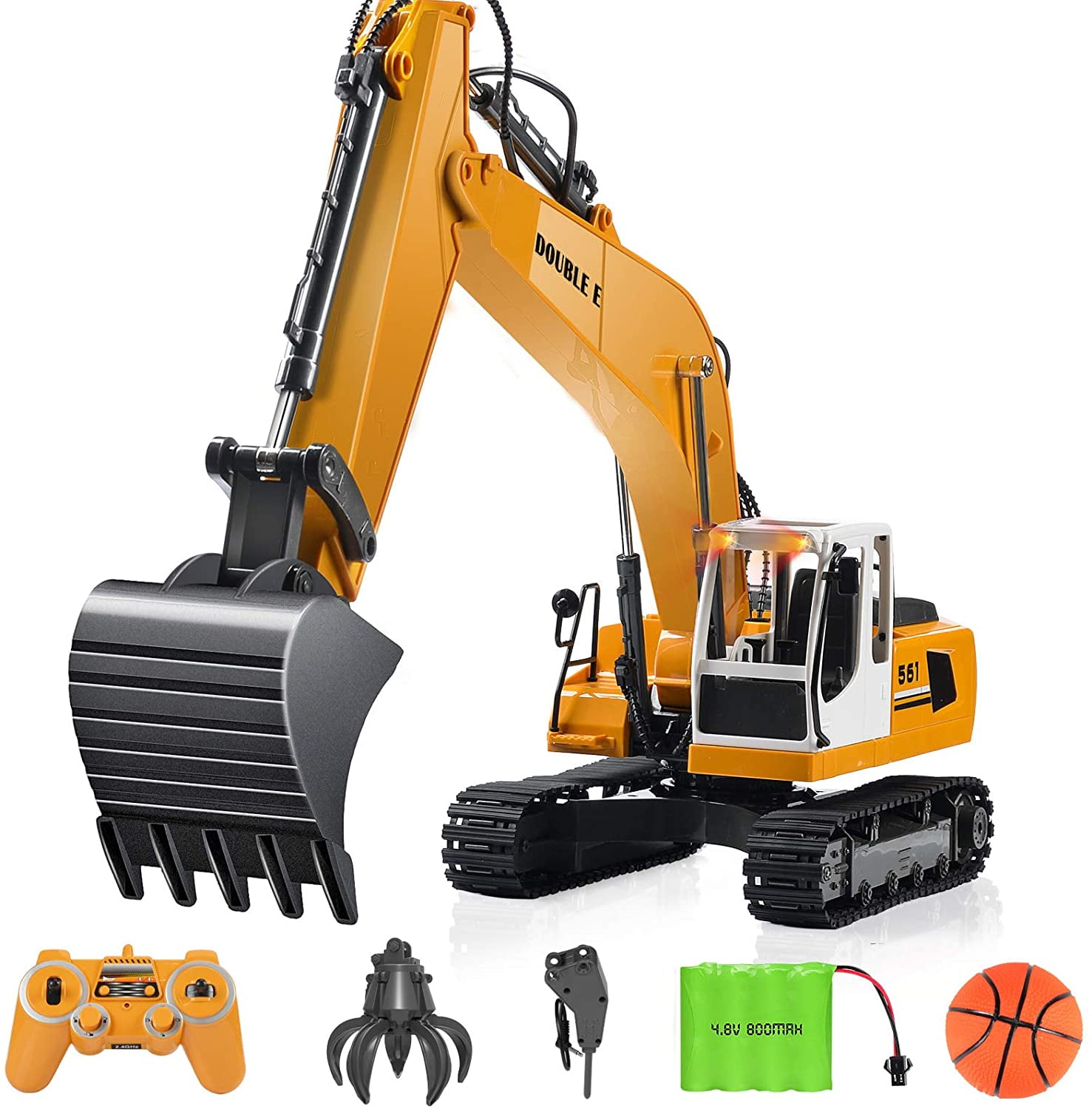 DOUBLE E Remote Control Truck RC Excavator Toy 17 Channel 3 in 1