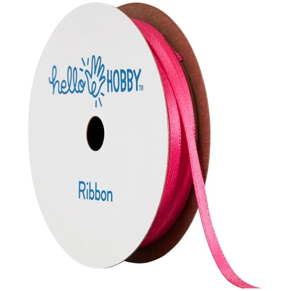 Hello Hobby Hot Pink Double Face Satin Ribbon, 1/8 inch x 8 yards ...