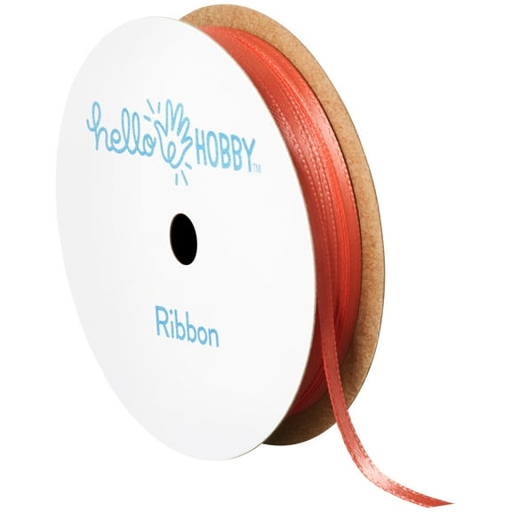 Hello Hobby Coral Double Face Satin Ribbon, 1/8" x 8 yd
