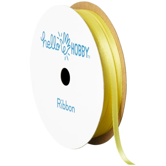 Hello Hobby Yellow Double Face Satin Ribbon, 1/8" x 8 yd